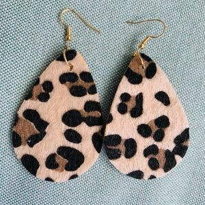 Fuzzy Leopard Print Earrings